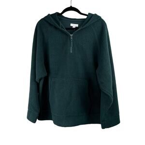 Topshop Green Quarter Zip Casual Fleece Pullover Hoodie Oversized Medium NWOT